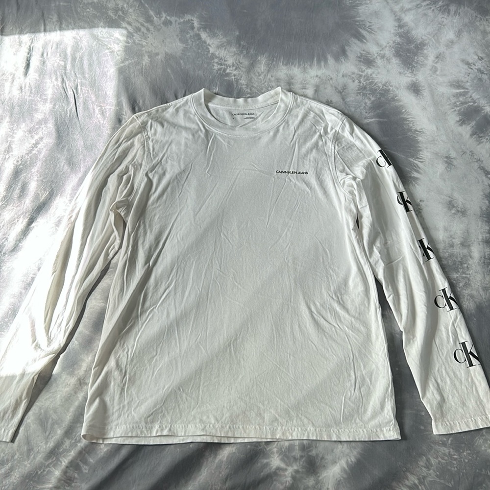 Calvin Klein Jeans White Long Sleeved Shirt CK Soft Medium